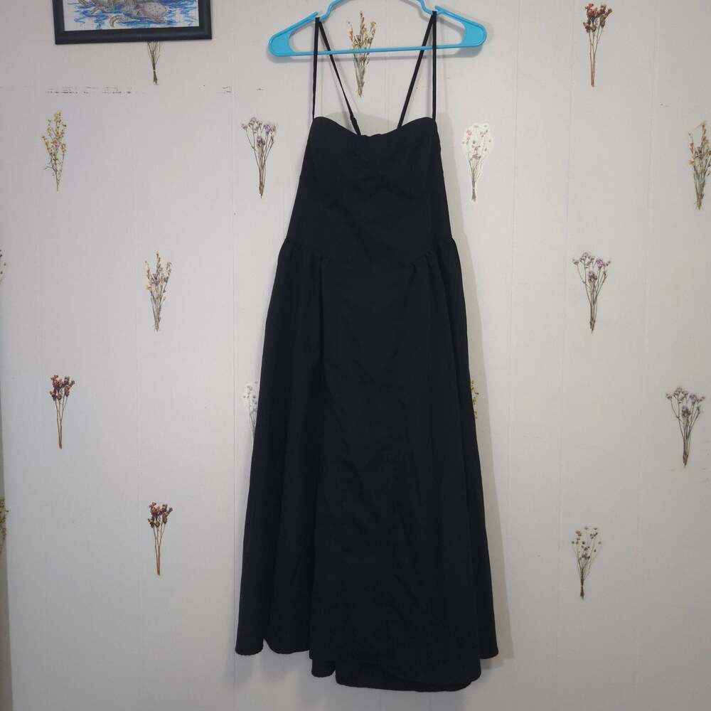 Shein Curve Black Corset Style Midi Dress with Crossback Straps 2XL